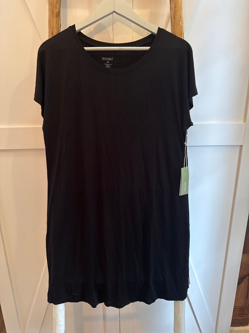 Boody Goodnight Nightdress Organic Bamboo Viscose Sustainable Black Medium NWT